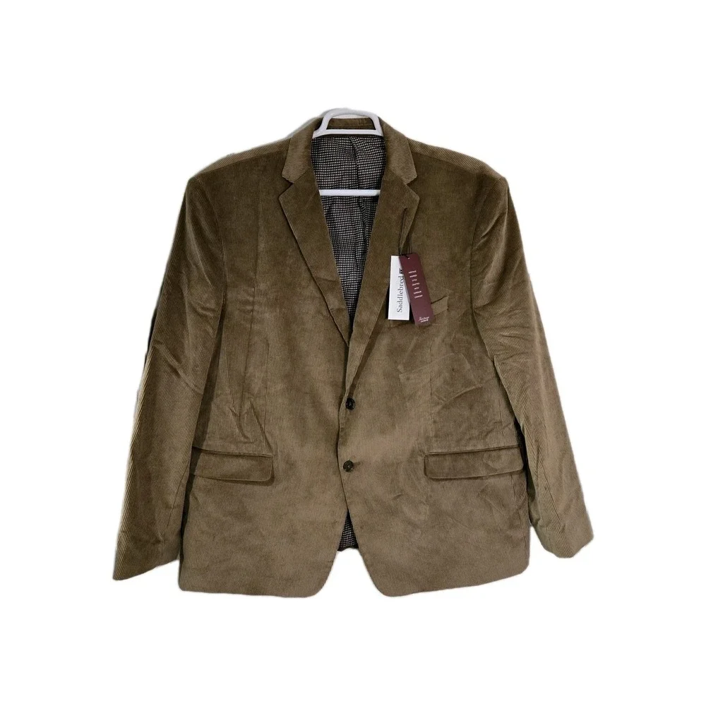 Mens NWT Saddlebred Brown Corduroy Blazer Elbow Patch50R JACKET CLASSIC Academia